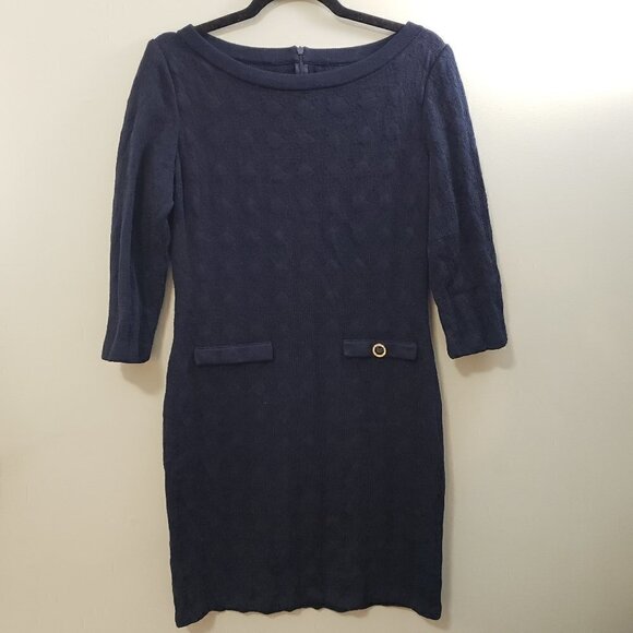 St John Sport * Navy Blue Knit Dress * Sz 6 - Picture 2 of 9